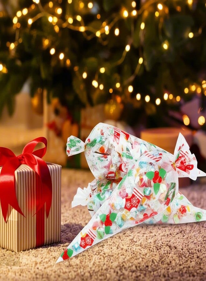 Konsait 120pcs Christmas Candy Bags, Cellophane Snack Bags Clear Cone Cookie Treat Bags with Twist Ties for Bakery Biscuit Chocolate Snacks Christmas Party Favors Supplies Homemade Craft - Image 4